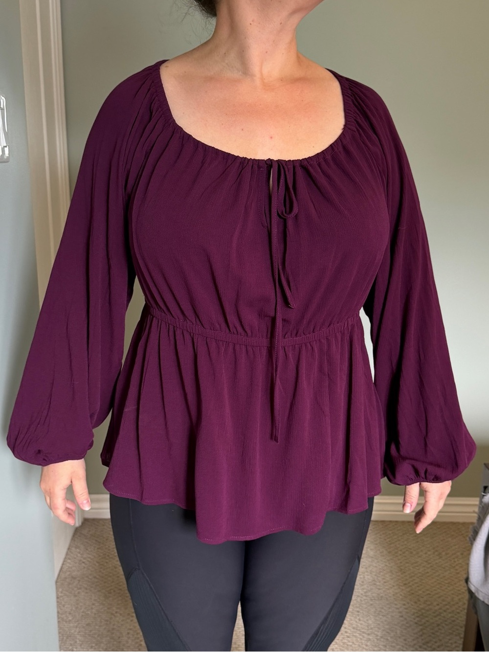 torrid Long-Sleeve Peasant Blouse - Plum